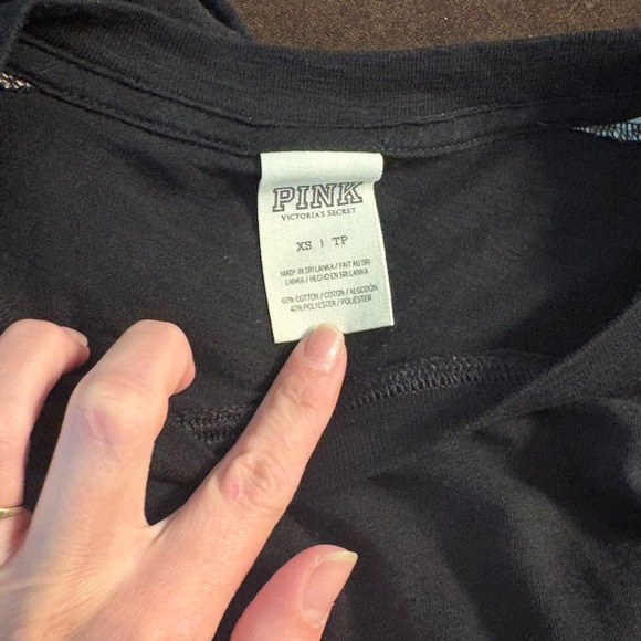 PINK Victoria's Secret Black Long Sleeve Top Thin - Picture 4 of 5